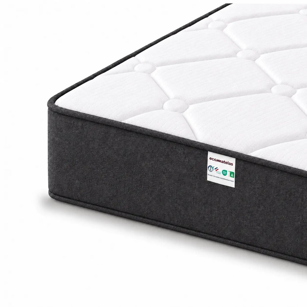 Zoom sur le coutil matelassé et la poignée du matelas Grand Rêve
