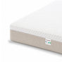 Zoom sur la housse blanche et le tissu beige du matelas Idéal 20 cm