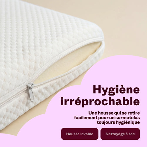 Housse zippée et lavable du surmatelas à mémoire de forme
