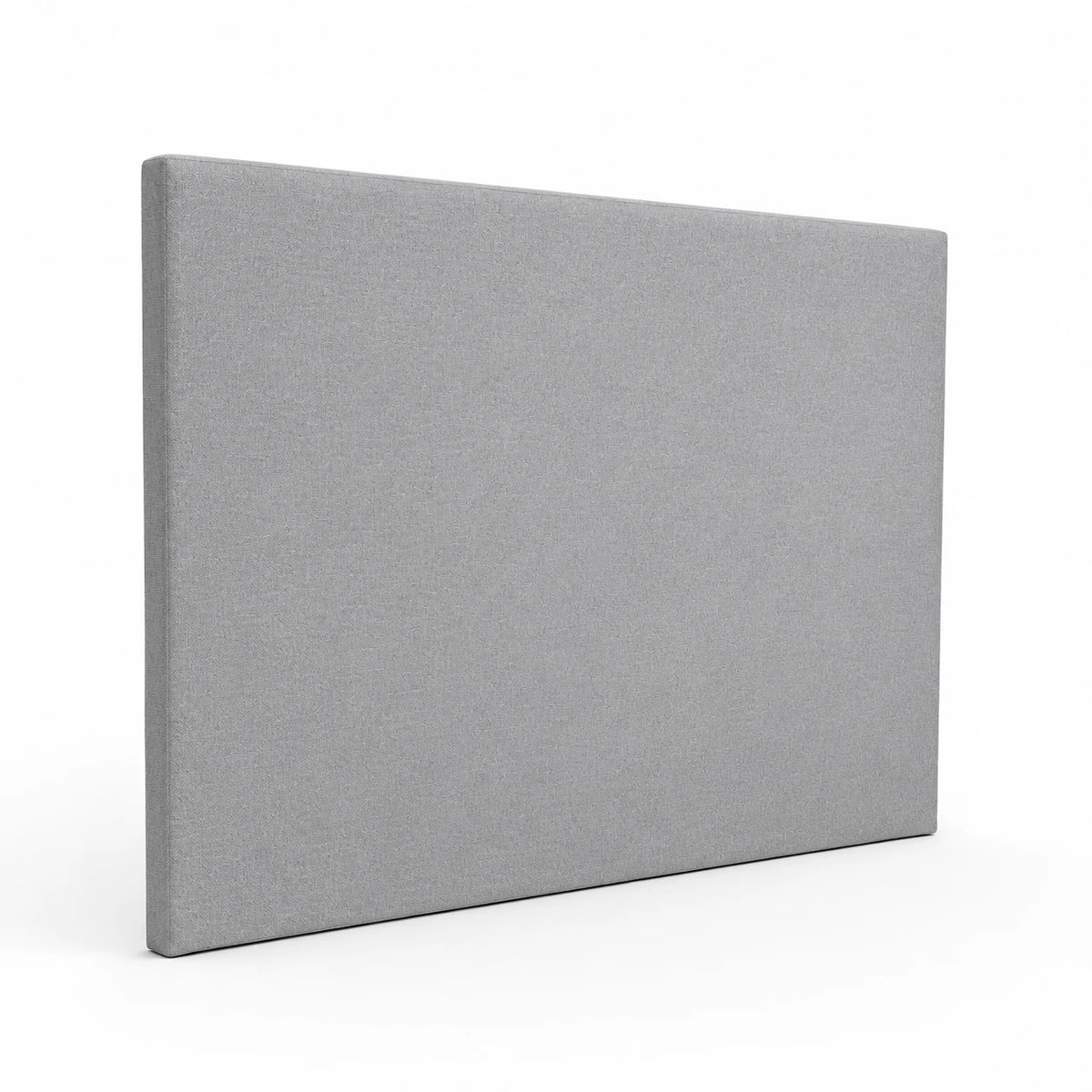 Tête de lit en tissu gris chiné, vue de trois quarts