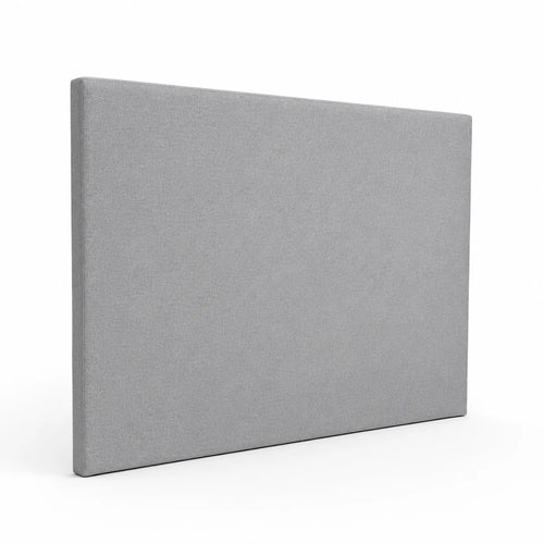 Tête de lit en tissu gris chiné, vue de trois quarts