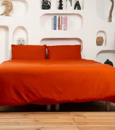ensemble de literie couleur rouille